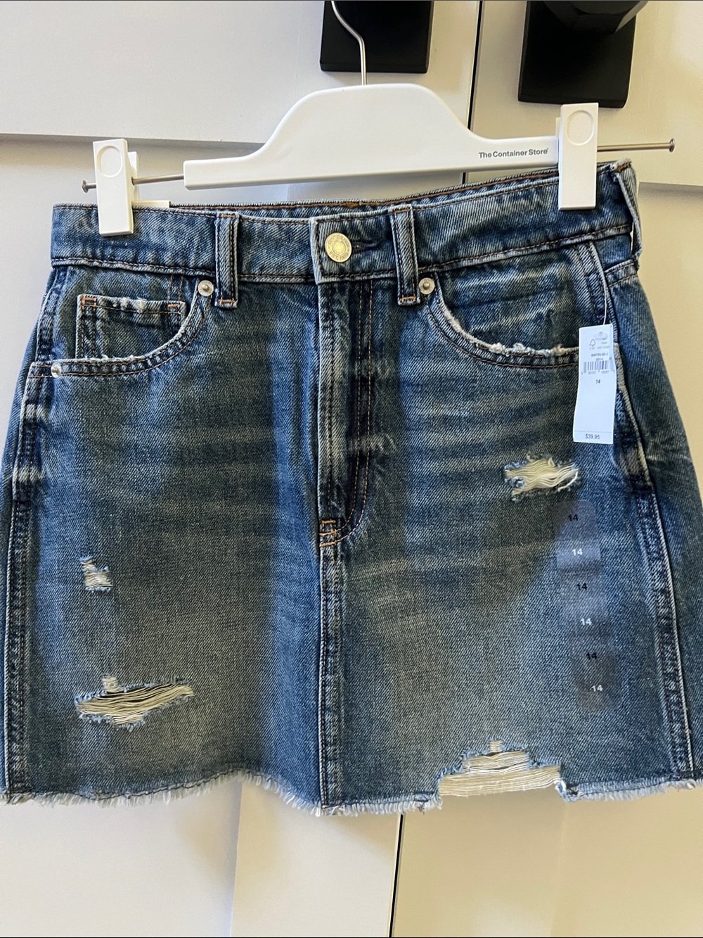 Junior Girls Distressed Denim Mini Skirt - Blue